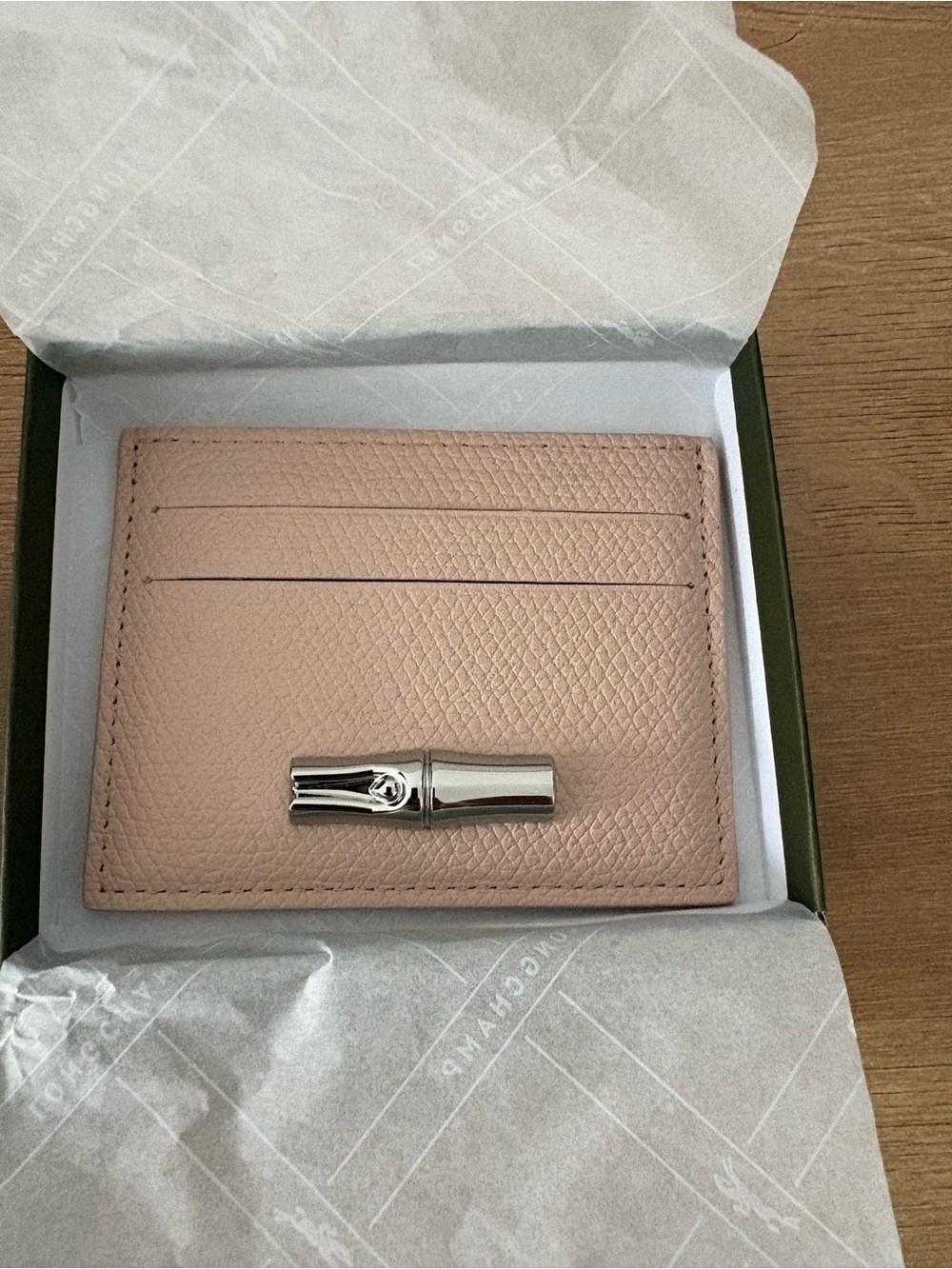 *NEW* Longchamp Pink Leather Card & Key Holder with Silver Accent Piece